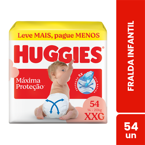 Fralda Infantil Huggies Máxima Proteção XXG Com 54 Unidades