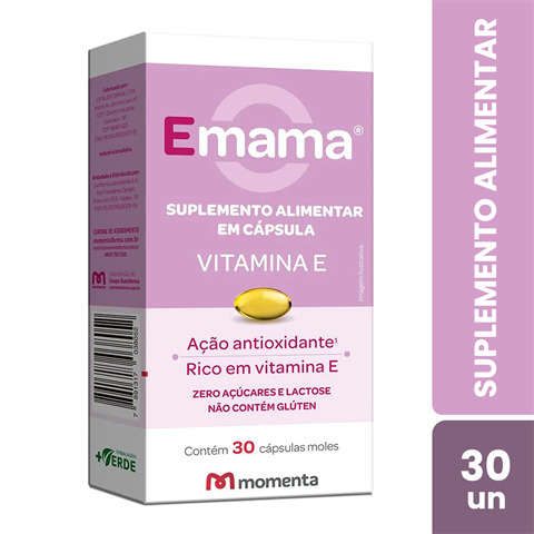 Suplemento Alimentar Emama Vitamina E 400mg Com 30 Cápsulas
