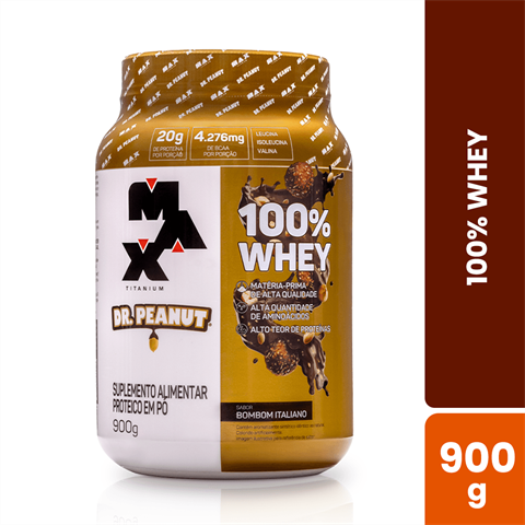100% Whey Max Titanium Dr. Peanut Sabor Bombom Italiano Com 900g