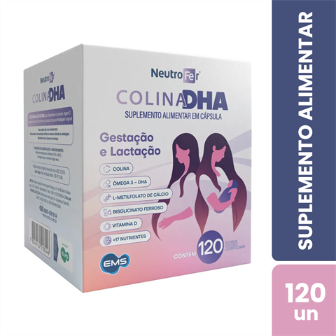 Suplemento Alimentar Neutrofer Colina Dha Gestação E Lactação Com 120 Cápsulas