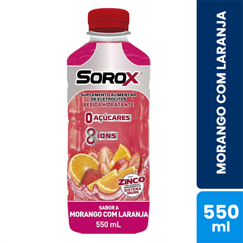 Bebida Hidratante Sorox Sabor Morango Com Laranja Com 550ml