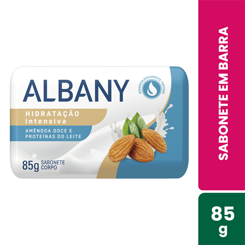 Sabonete Em Barra Albany Hidratação Intensiva Amêndoas Doce E Proteínas Do Leite Com 85g