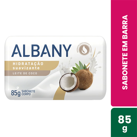 Sabonete Em Barra Albany Hidratação Suavizante Leite De Coco Com 85g