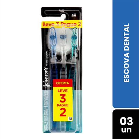 Escova Dental Johnson's Professional Macia Tamanho 40 Grande Leve 4 Pague 3