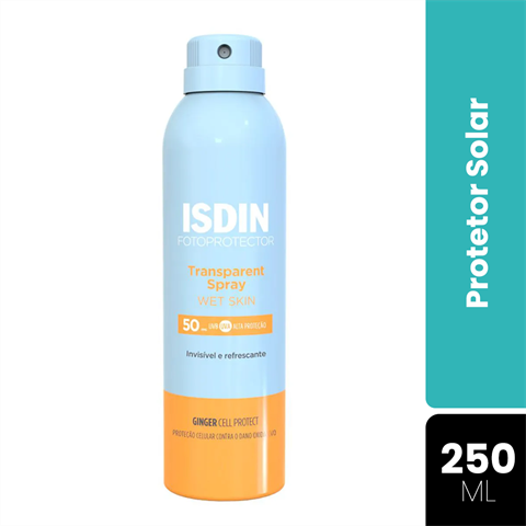 Protetor Solar Corporal Spray Isdin FotoProtector Transparent Spray Wet Skin FPS50 Com 250ml