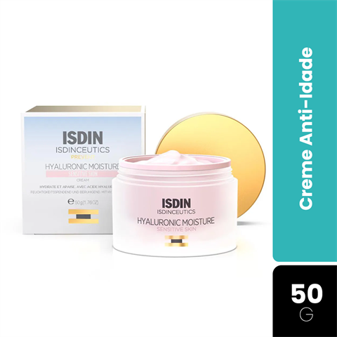 Creme Facial Anti-Idade Isdin Isdinceutics Hyaluronic Moisture Sensitive Skin Com 50g