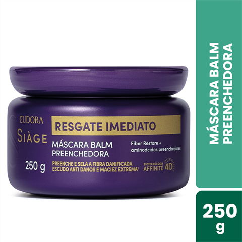 Máscara Balm Preenchedora Capilar Eudora Siàge Resgate Imediato Com 250g