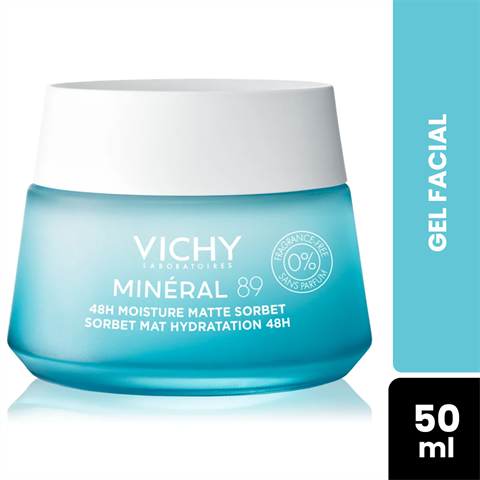 Gel Facial Hidratante Vichy Minéral 89 Moisture Matte Sorbet Com 50ml