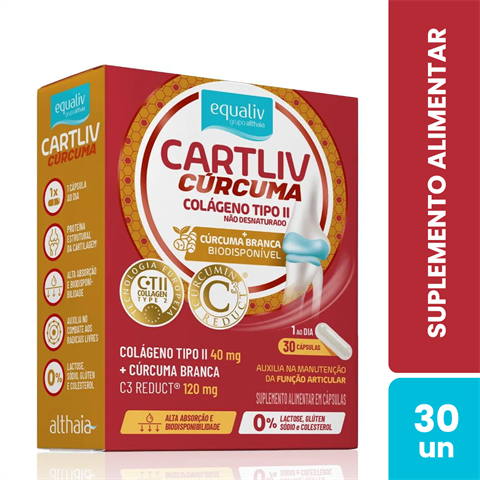 Suplemento Alimentar Equaliv Cartliv Cúrcuma Colágeno Tipo II Com 30 Cápsulas