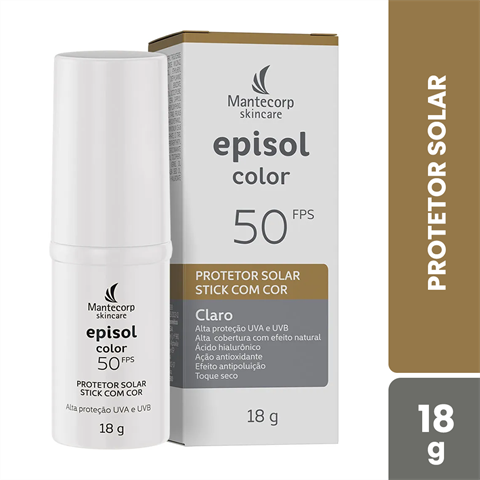 Protetor Solar Stick Mantecorp Skincare Episol Color FPS50 Cor Claro Com 18g