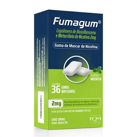 Gomas Mastigáveis De Nicotina Fumagum 2mg Sabor Menta Com 36 Gomas