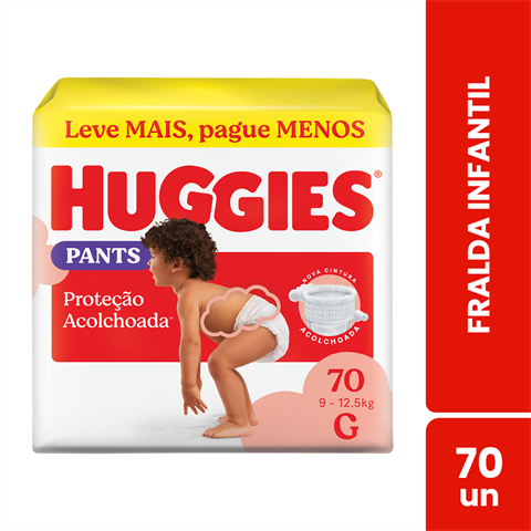 Fralda Infantil Huggies Pants Proteção Acolchoada G Com 70 Unidades