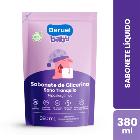 Sabonete Líquido Infantil Baruel Baby Sono Tranquilo Refil Com 380ml