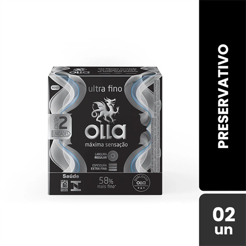 Preservativo Lubrificado Olla Máxima Sensação Ultra Fino Com 2 Unidades