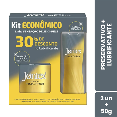 Kit Jontex Sensação Pele Com Pele Preservativo 2 Unidades + Gel Lubrificante 50g