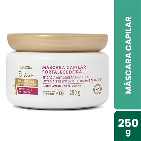 Máscara Capilar Fortalecedora Eudora Siàge Dermohair Resistência Antiqueda Com 250g