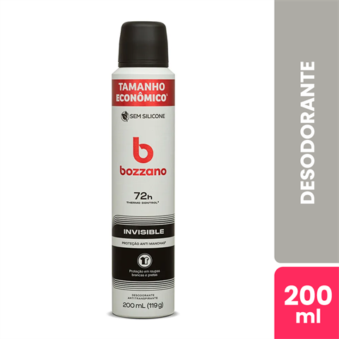 Desodorante Antitranspirante Bozzano Aerossol Invisible Com 200ml