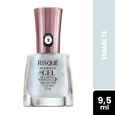 Esmalte Risqué Diamond Gel Meu Jardim Mágico Top Coat Fixador Dança Das Fadas Com 9,5ml