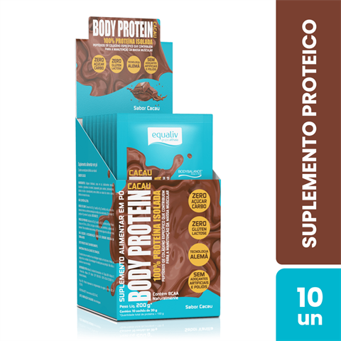 Suplemento Proteico Equaliv Body Protein Sabor Cacau Com 10 Sachês De 20g