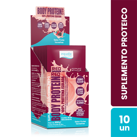 Suplemento Proteico Equaliv Body Protein Red Sabor Frutas Vermelhas Com 10 Sachês De 20g