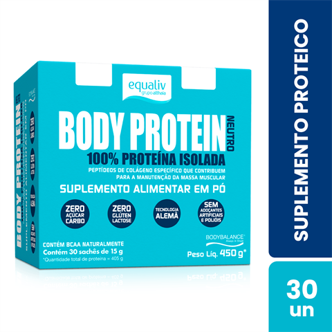 Suplemento Proteico Equaliv Body Protein Sabor Neutro Com 30 Sachês De 15g