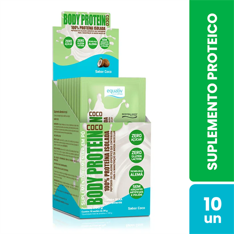 Suplemento Proteico Equaliv Body Protein Sabor Coco Com 10 Sachês De 20g