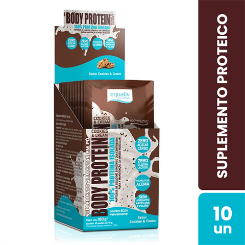 Suplemento Proteico Equaliv Body Protein Sabor Cookies & Cream Com 10 Sachês De 18g