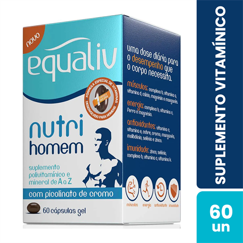 Suplemento Polivitamínico Equaliv Nutri Homem Com 60 Cápsulas