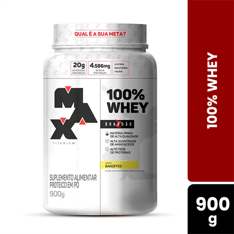 100% Whey Max Titanium Rafael Brandão Sabor Banoffee Com 900g