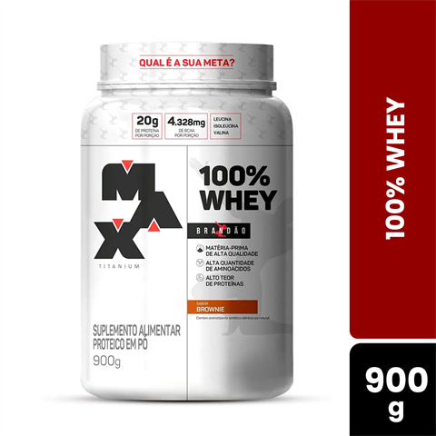 100% Whey Max Titanium Rafael Brandão Sabor Brownie Com 900g