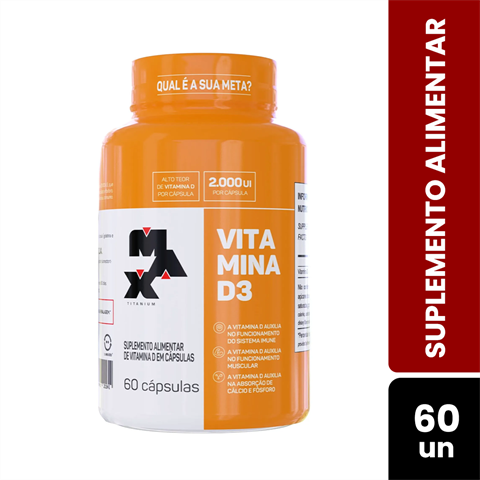Suplemento Alimentar Max Titanium Vitamina D3 Com 60 Cápsulas