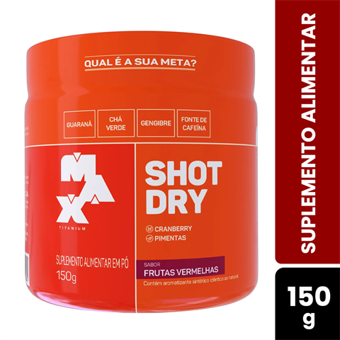 Suplemento Alimentar Max Titanium Shot Dry Sabor Frutas Vermelhas Com 150g