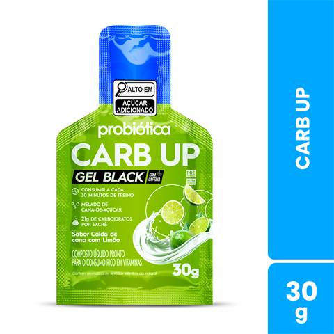 Carb Up Probiótica Gel Black Sabor Caldo De Cana Com Limão Com 10 Sachês De 30g