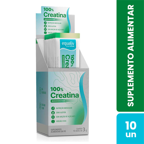 Suplemento Alimentar Equaliv 100% Creatina Com 10 Sticks De 3g