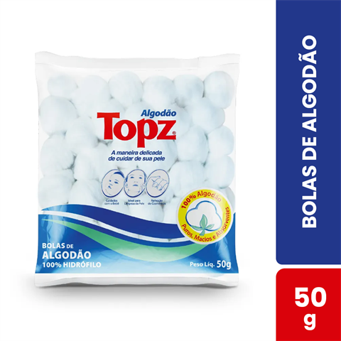 Bolas De Algodão Topz 100% Hidrófilo Com 50g
