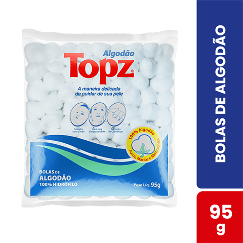 Bolas De Algodão Topz 100% Hidrófilo Com 95g