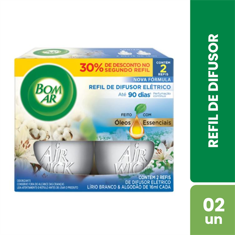 Refil De Difusor Elétrico Air Wick Bom Ar Lírio Branco & Algodão Com 16ml Com 30% De Desconto