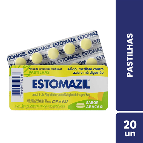 Pastilha Estomazil Sabor Abacax Display De 20 Blisters Com 10 Pastilhas Masitgáveis Cada