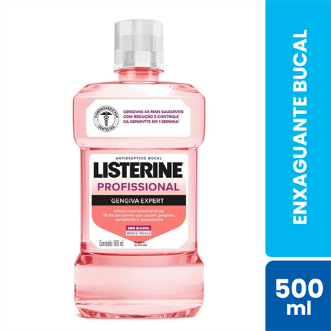 Enxaguante Bucal Listerine Profissional Gengiva Expert Sem Álcool Sabor Menta Fresca Com 500ml