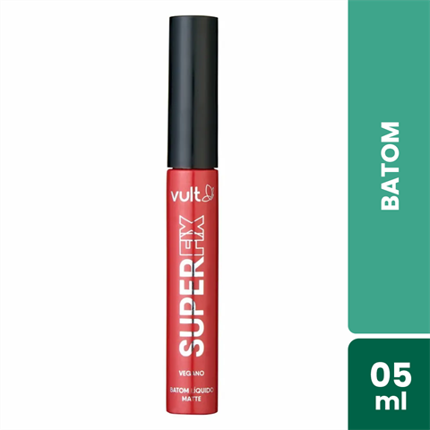 Batom Líquido Vult Super Fix Matte Vermelho Profundo Com 5ml