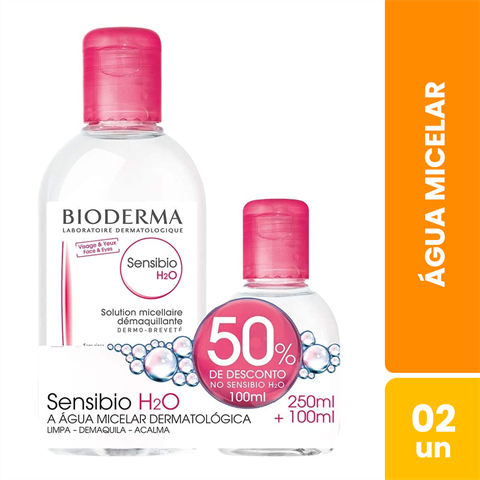 Kit Água Micelar Dermatológica Bioderma Sensibio H2O Com 250ml + 100ml