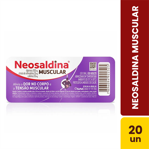 Neosaldina Muscular 300+35+50mg Com 20 Blisters De 10 Comprimidos Revestidos Cada