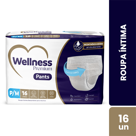 Roupa Íntima Descartável Wellness Premium Pants P/M Com 16 Unidades