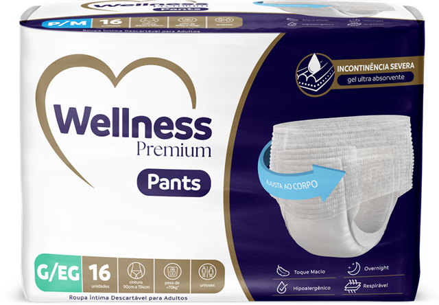 Roupa Íntima Descartável Wellness Premium Pants G/EG Com 16 Unidades