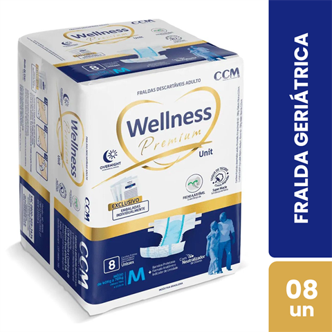 Fralda Geriátrica Wellness Premium Unit M Com 8 Unidades