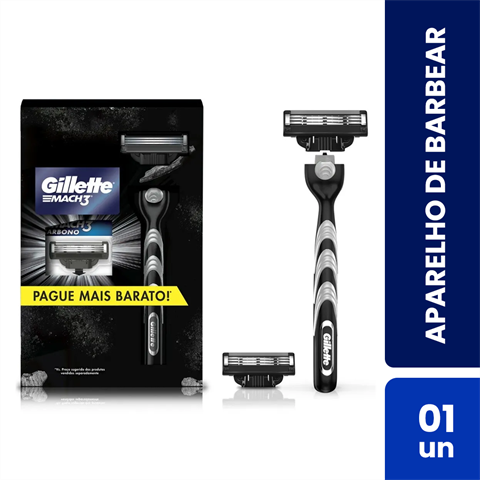 Aparelho De Barbear Gillette Mach3 Carbono 1 Unidade + 1 Carga