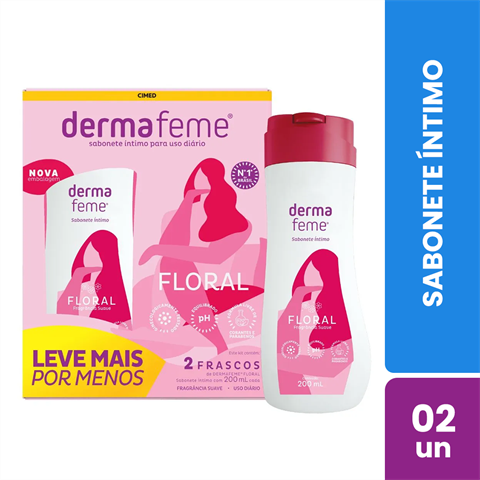 Kit Sabonete Íntimo Dermafeme Floral Com 2 Unidades De 200ml