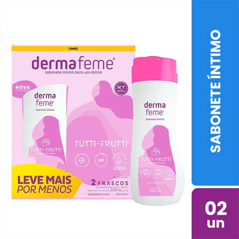 Kit Sabonete Íntimo Dermafeme Tutti-Frutti Com 2 Unidades De 200ml