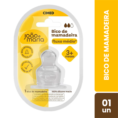 Bico Para Mamadeira João E Maria Silicone Fluxo Médio
