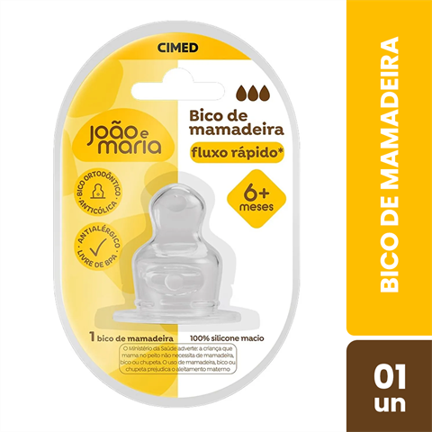 Bico Para Mamadeira João E Maria Silicone Fluxo Rápido